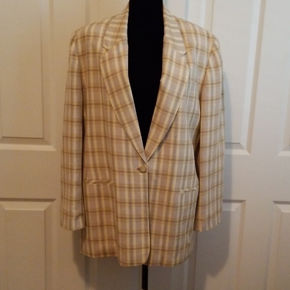 Preston & York Blazer Size 16 Yellow plaid